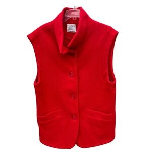 Linda Richards Vintage Red Wool Button-Front Vest